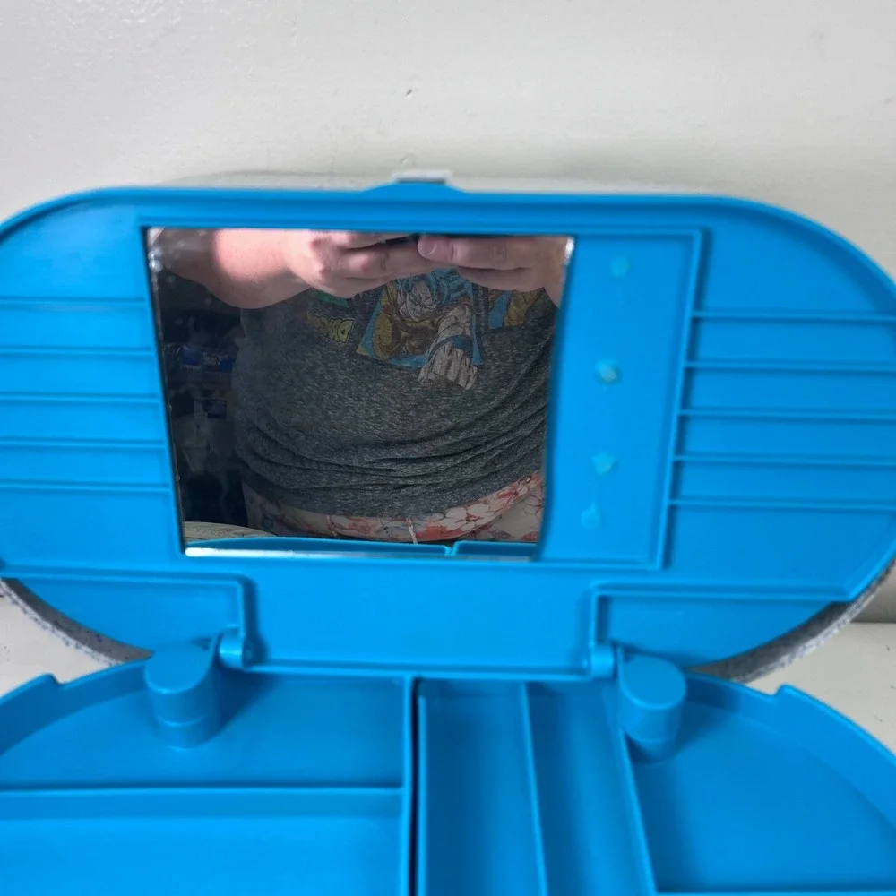 Vintage Caboodles 80s/90s Cosmetic Organizer Case Turquoise Accent Broken Mirror